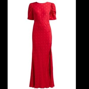 SALONI Annie B Polka-Dot Jacquard Silk Red / Pink Dress - never worn